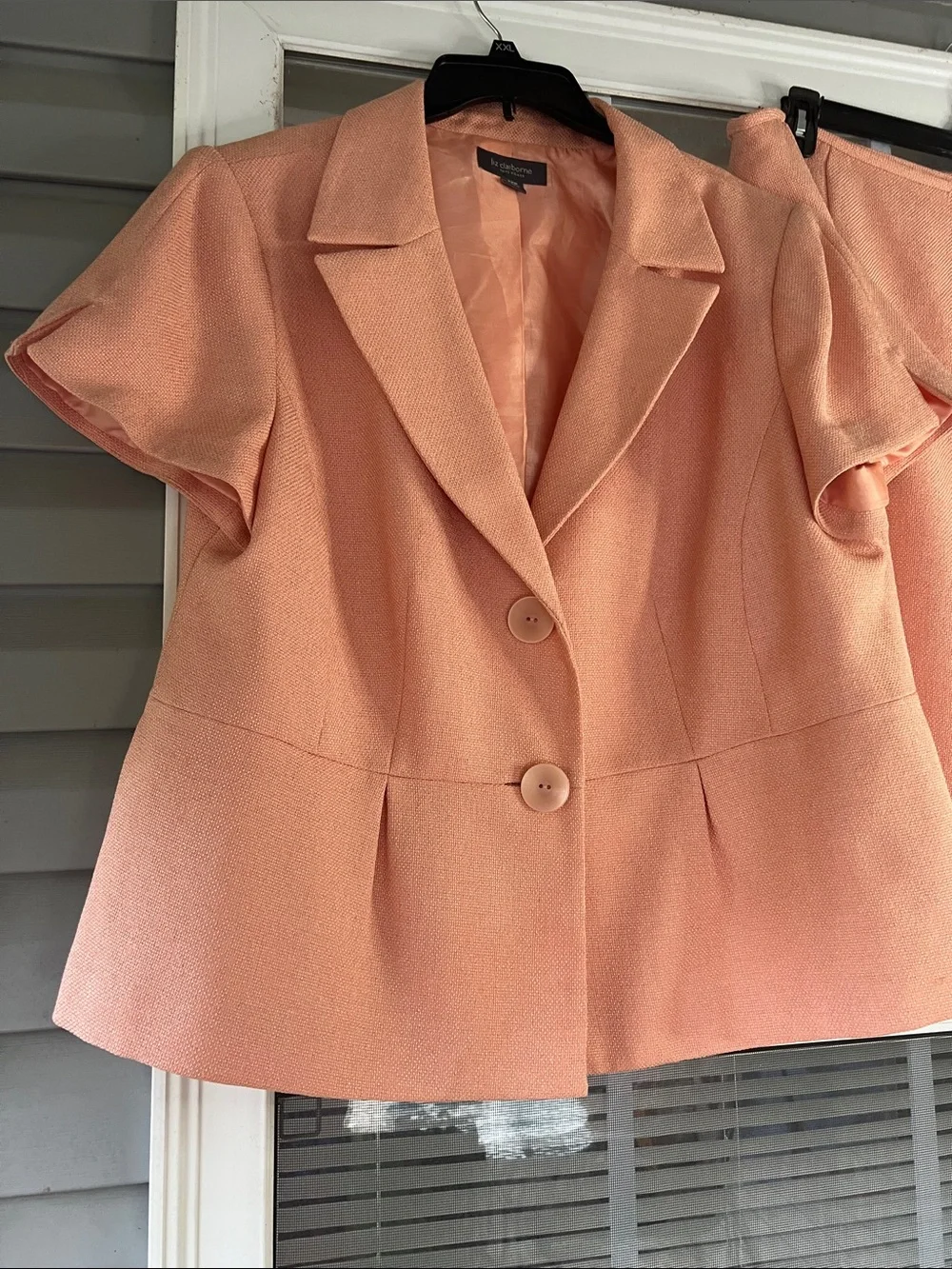 Liz Claiborne Peach Two-Piece Short-Sleeve Blazer & Skirt Set